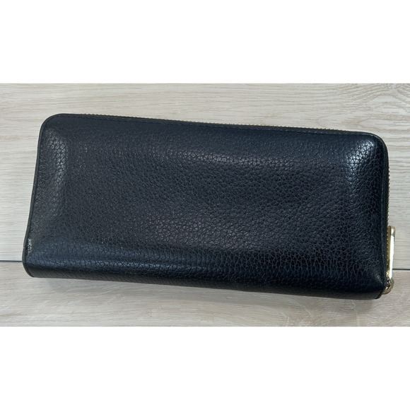 Michael Kors Jet Set Continental Large Black Wallet Pebbled Leather Zippered - Picture 6 of 15